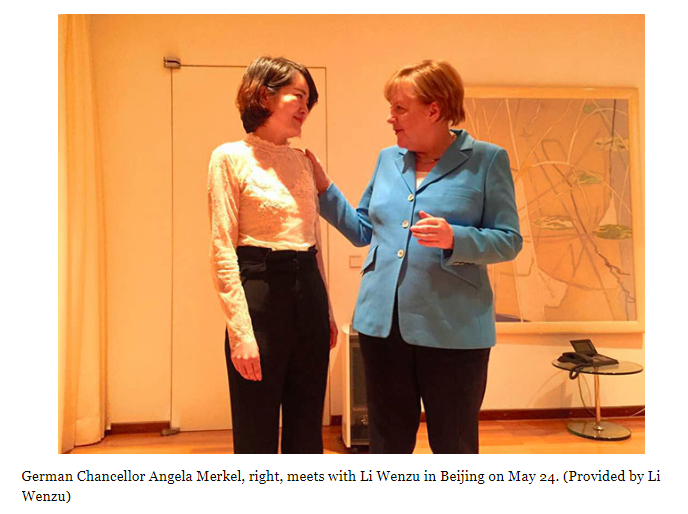 འཇར་མན་སྲིད་བློན་ལྕམ་ Angela Merkel མཆོག་ནས་རྒྱ་ནག་གི་འགྲོ་བ་མིའི་ཐོབ་ཐང་གི་ཁྲིམས་རྩོད་པའི་བཟའ་ཟླ་དང་ཐུག་འཕྲད། འཇར་མན་སྲིད་བློན་ལྕམ་ Angela Merkel མཆོག་ནས་རྒྱ་ནག་གི་འགྲོ་བ་མིའི་ཐོབ་ཐང་གི་ཁྲིམས་རྩོད་པའི་བཟའ་ཟླ་དང་ཐུག་འཕྲད།