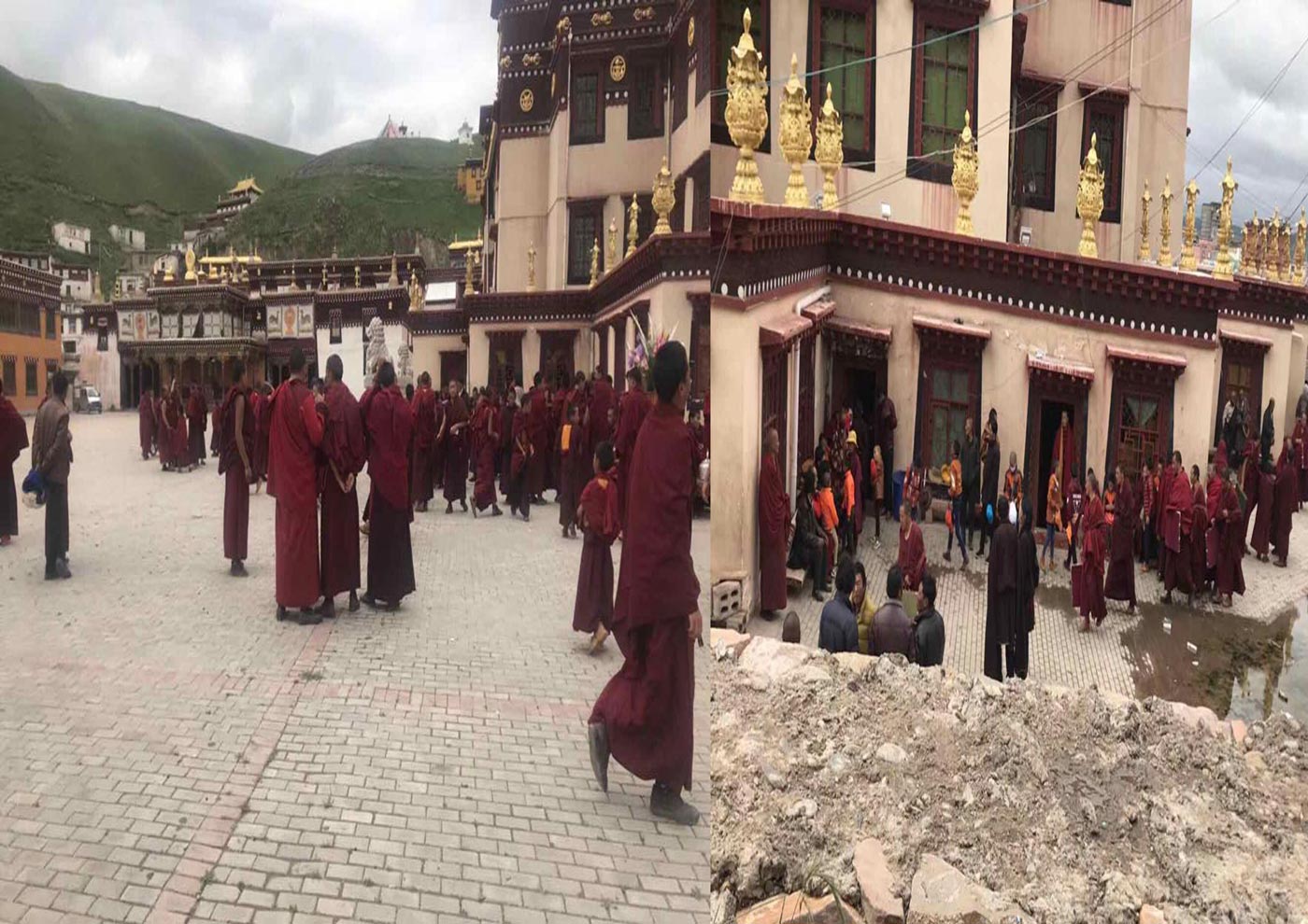 རྫ་སེར་ཤུལ་དགོན་གྱི་གྲྭ་ཆུང་རྣམས་བཙན་དབང་འོག་སྐྱ་ཆས་སྤྲས་ནས་སློབ་གྲྭར་འགྲོ་བཞིན་པ། རྫ་སེར་ཤུལ་དགོན་གྱི་གྲྭ་ཆུང་རྣམས་བཙན་དབང་འོག་སྐྱ་ཆས་སྤྲས་ནས་སློབ་གྲྭར་འགྲོ་བཞིན་པ།